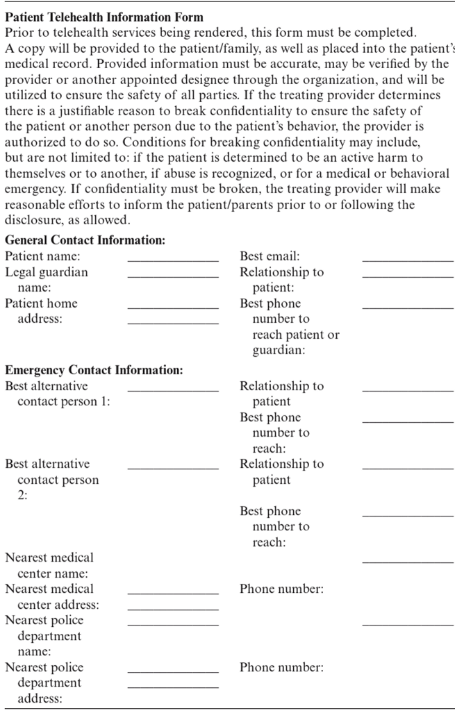 Sample emergency contact form*