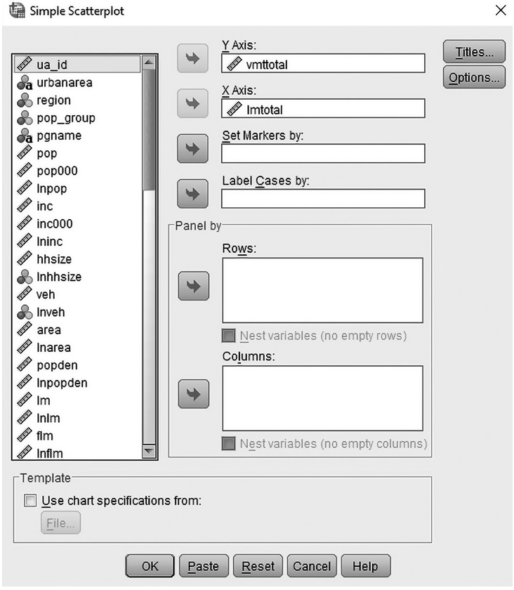 “Simple Scatterplot” Window